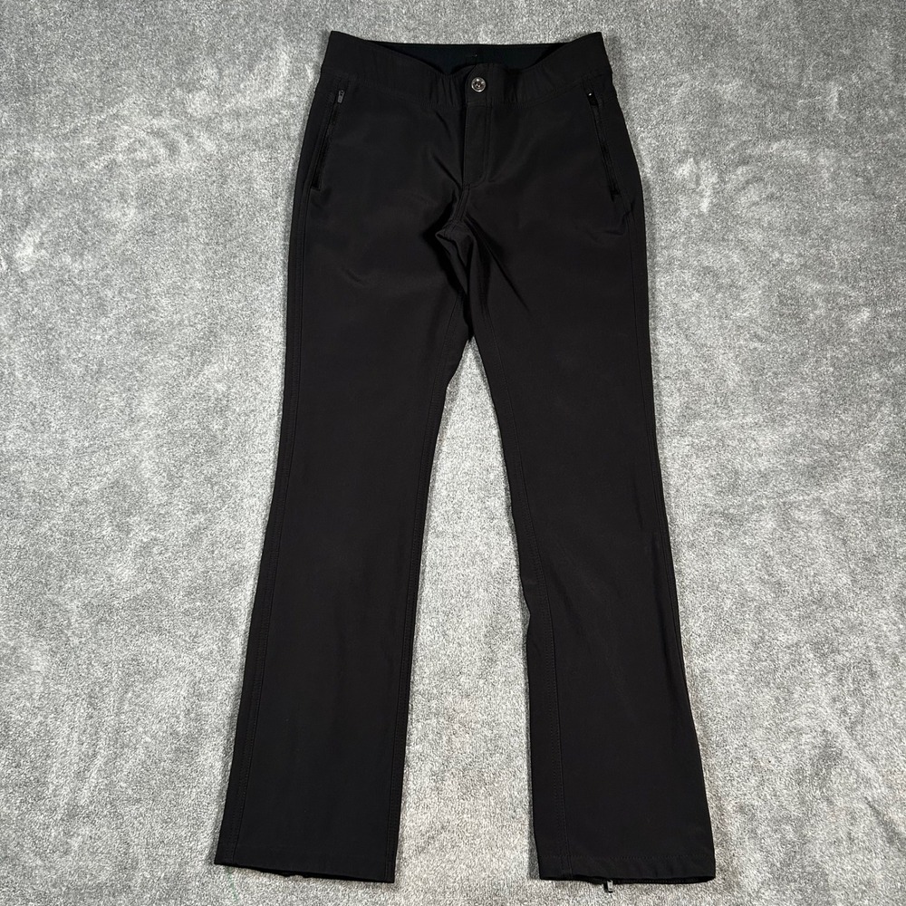 Kuhl Softshell Pants Womens 6 Reg Gray Black Fleece Bootcut Hiking Zip Ankle